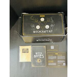 Witchcraft Kit Supplies Set Black Gold Open Box! Halloween Wicca Box